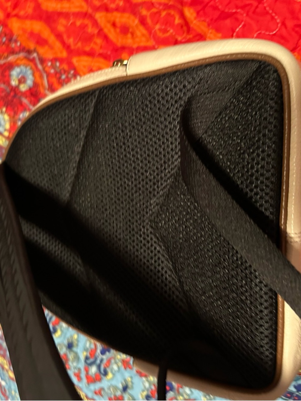 Coach Cream Pebbled Leather Backpack with Rainbow Logo - Picture 4 of 4